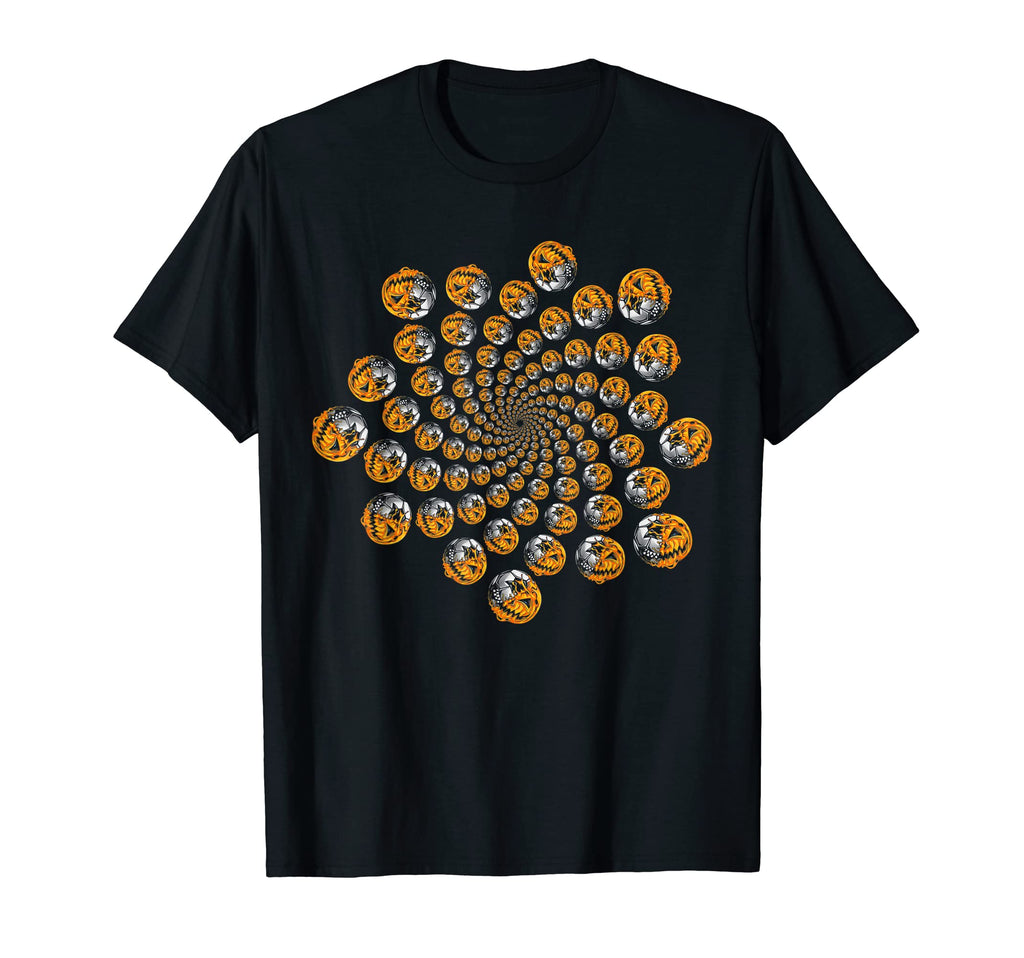 Soccer Pumkin Spiral Funny Halloween T-Shirt - Custom Art Print Unisex - T-Shirt, Sweatshirt, Hoodie