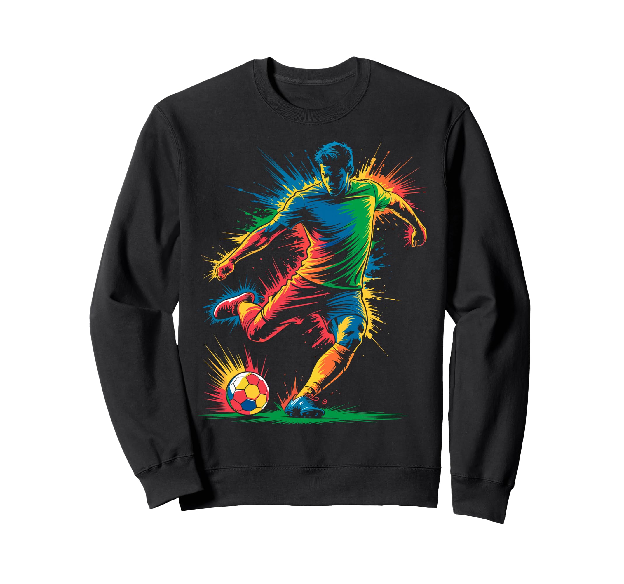 Colorful Funny Soccer Player Fan Sweatshirt - Minimalist Print for Adults - T-Shirt, Sweatshirt, Hoodie