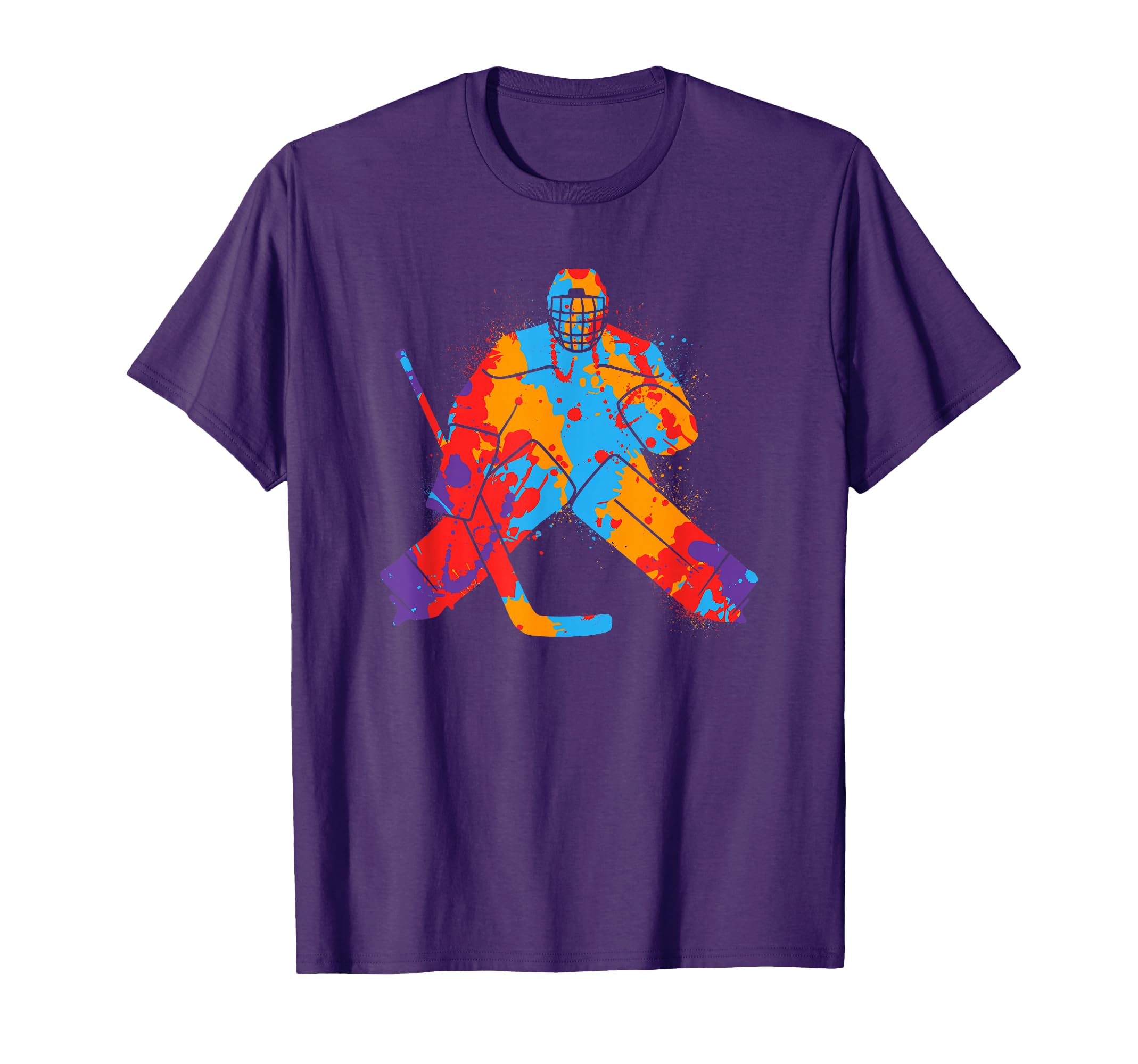 Hockey Player Colorful Goalkeeper Ice T-Shirt - Novelty Apparel for Adults - T-Shirt, Sweatshirt, Hoodie