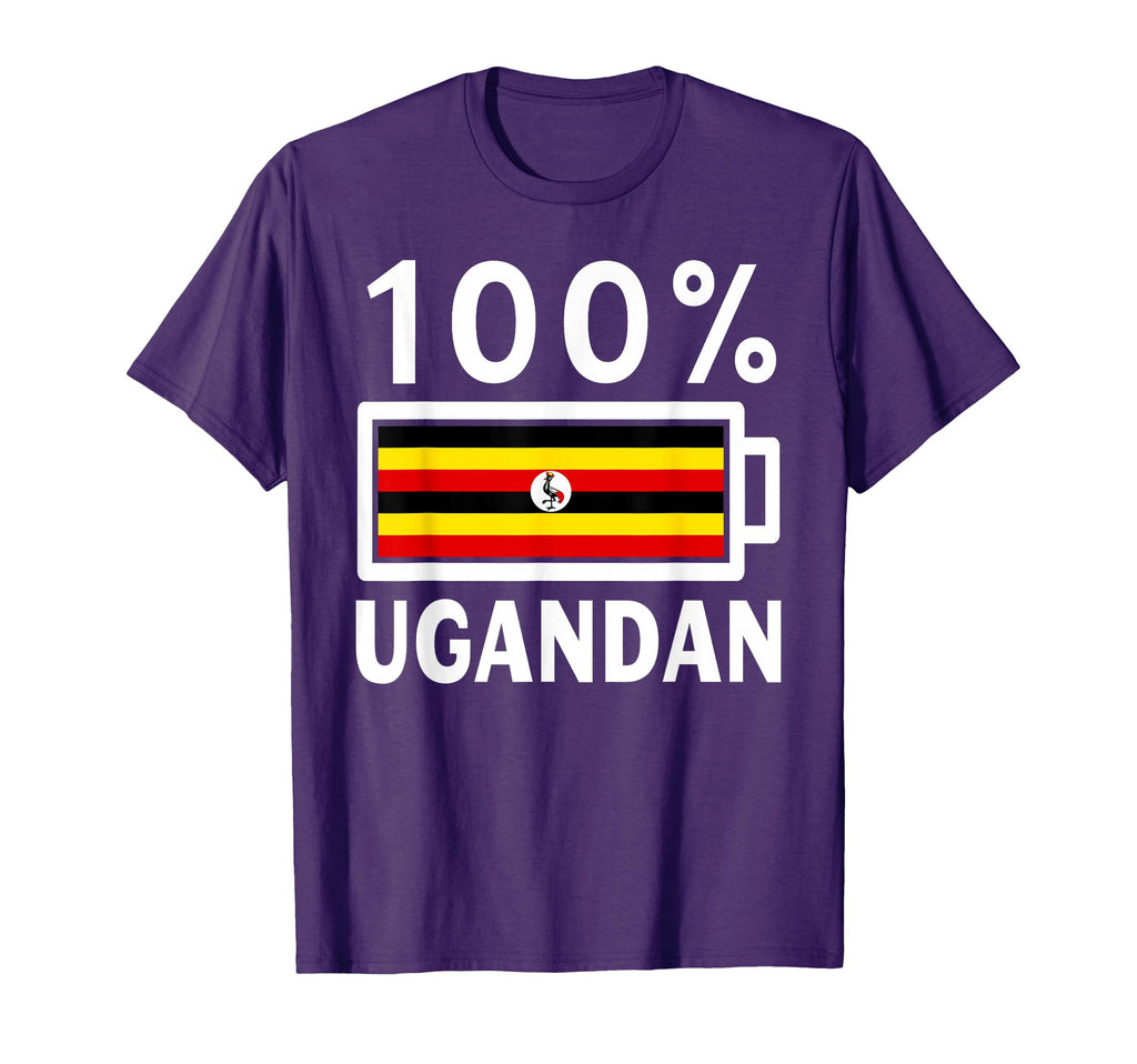 Uganda Flag 100 Ugandan Battery Power T-Shirt - Unique Graphic for Adults - T-Shirt, Sweatshirt, Hoodie