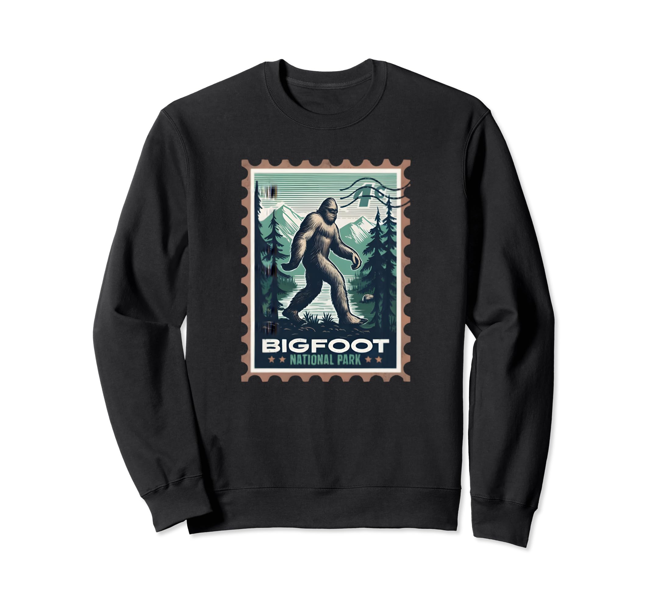 Bigfoot National Park Stamp Funny Sweatshirt - Minimalist Print Men Women - T-Shirt, Sweatshirt, Hoodie