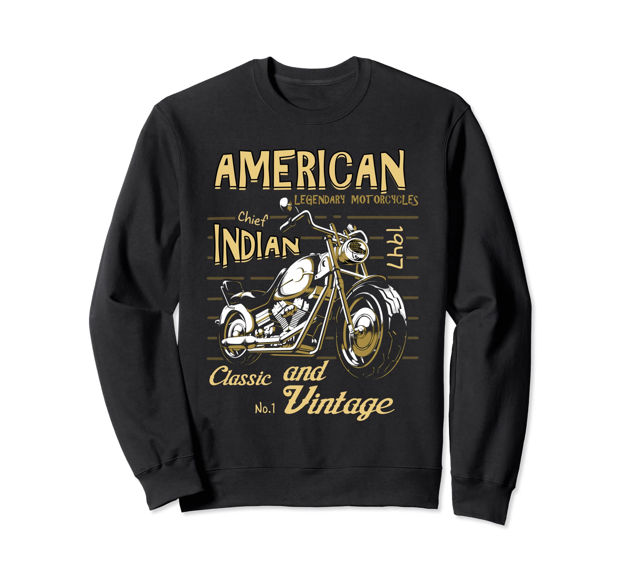 American Motorcycle Indian Old Sweatshirt - Novelty Apparel for Adults - T-Shirt, Sweatshirt, Hoodie