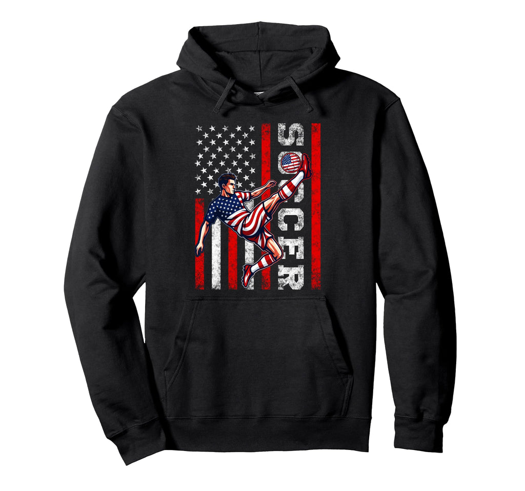 Patriotic Soccer Player American Flag Hoodie - Graphic Print Unisex - T-Shirt, Sweatshirt, Hoodie
