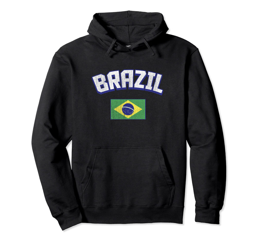 Brazil Flag Distressed Brasil Brazilian Hoodie - Novelty Apparel Unisex - T-Shirt, Sweatshirt, Hoodie