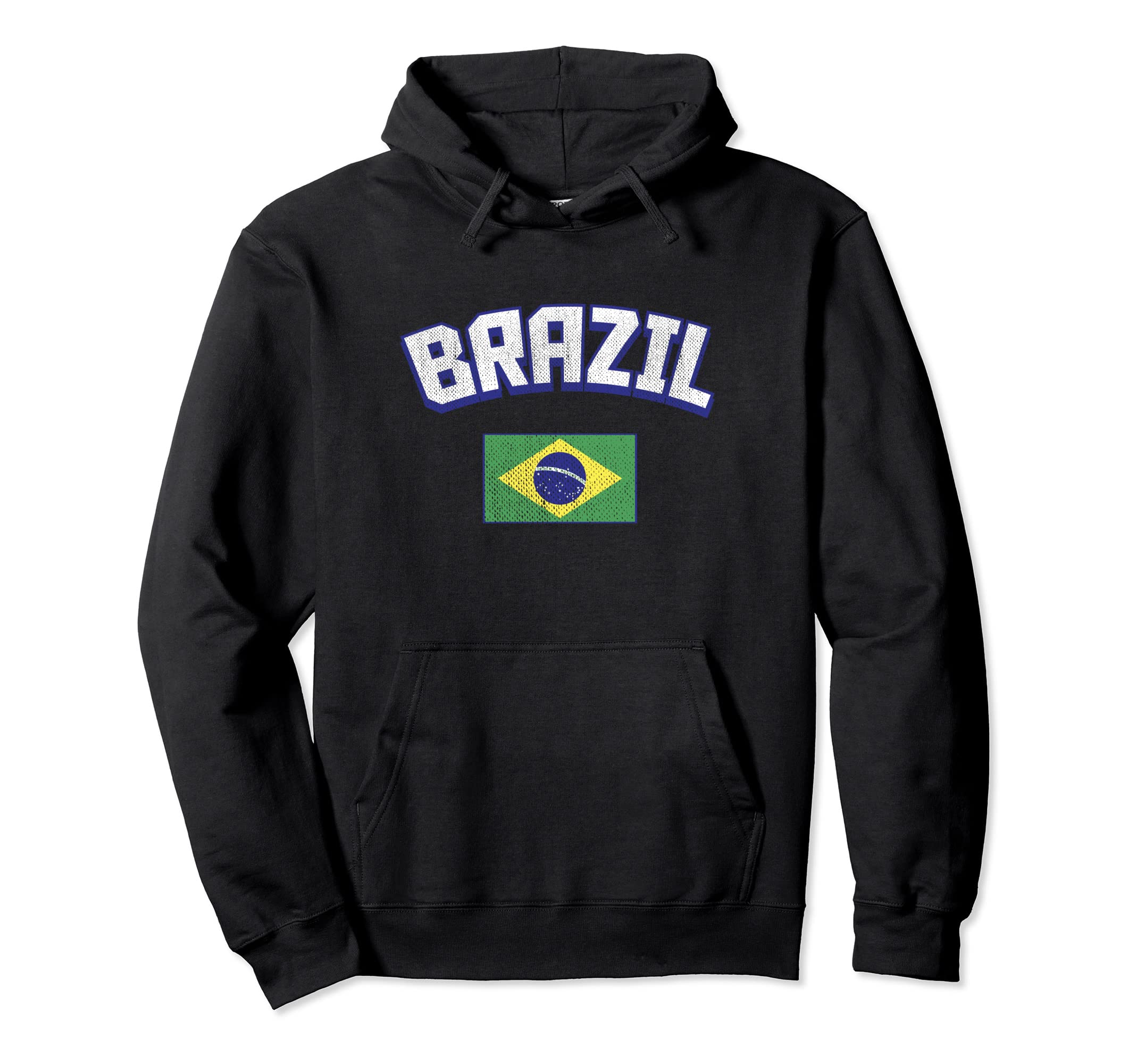 Brazil Flag Distressed Brasil Brazilian Hoodie - Novelty Apparel Unisex - T-Shirt, Sweatshirt, Hoodie