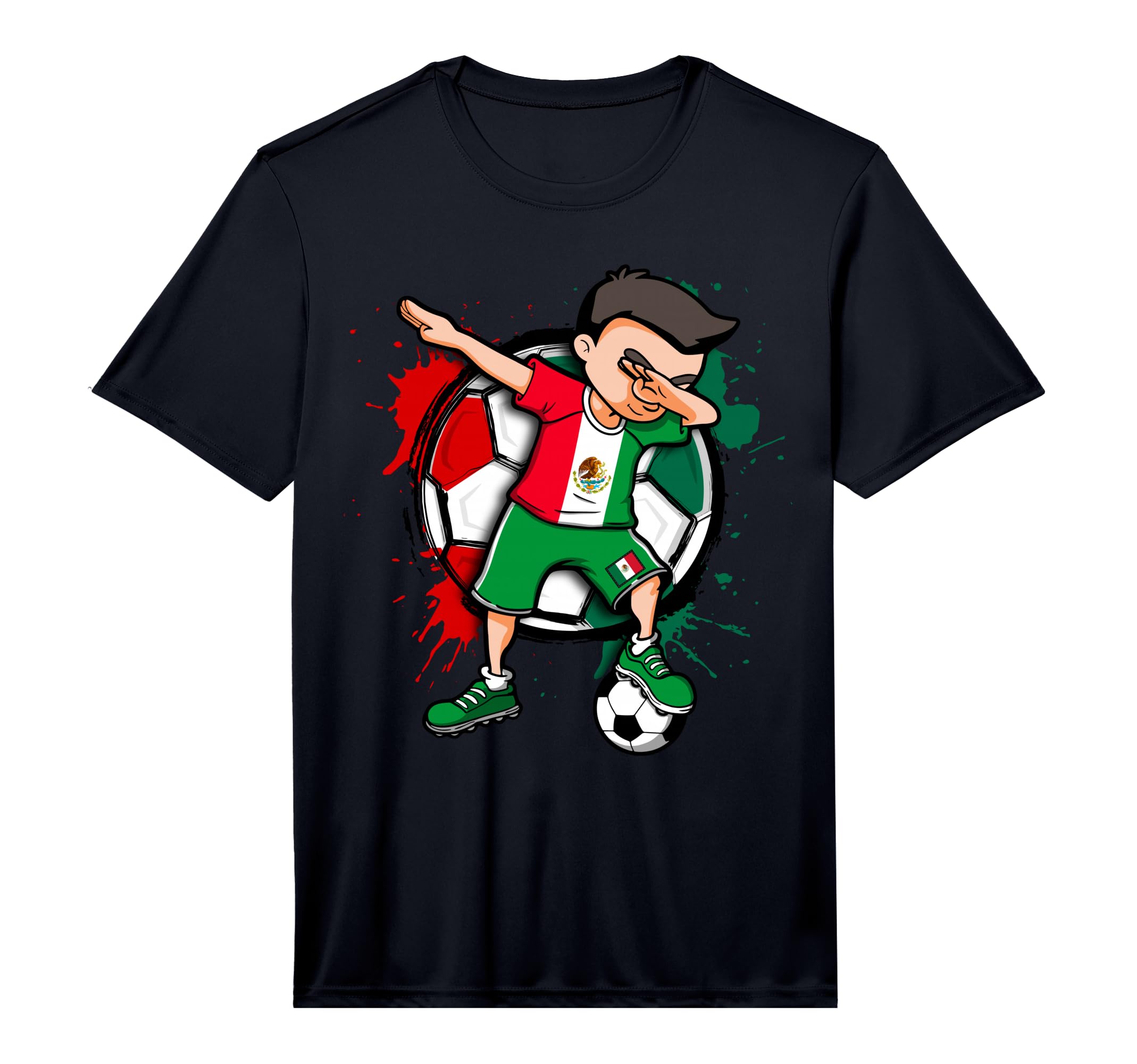 Funny Dabbing Mexico Football Team Flag T-Shirt - Graphic Print Men Women - T-Shirt, Sweatshirt, Hoodie