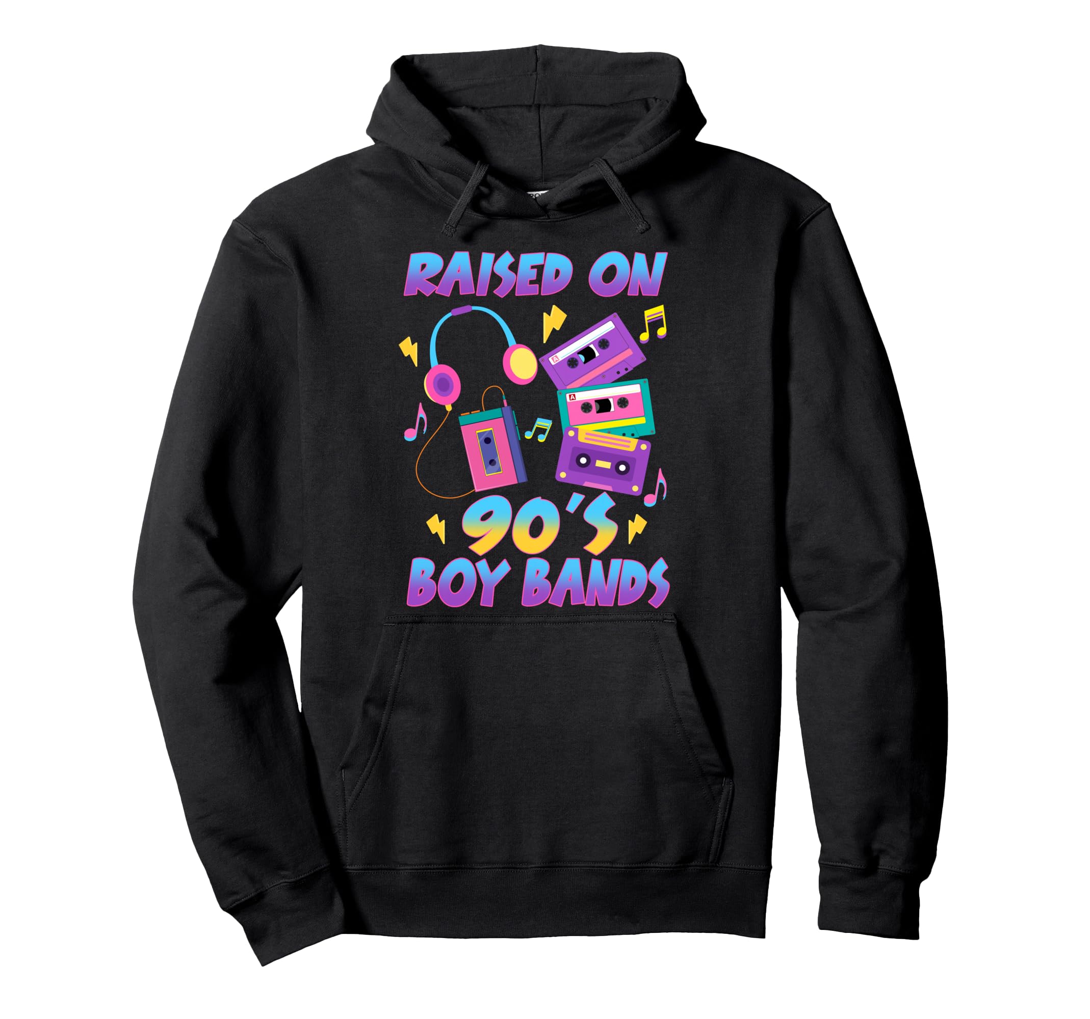 Raised 90S Bands Cassette Tape Hoodie - Trendy Graphic Unisex - T-Shirt, Sweatshirt, Hoodie