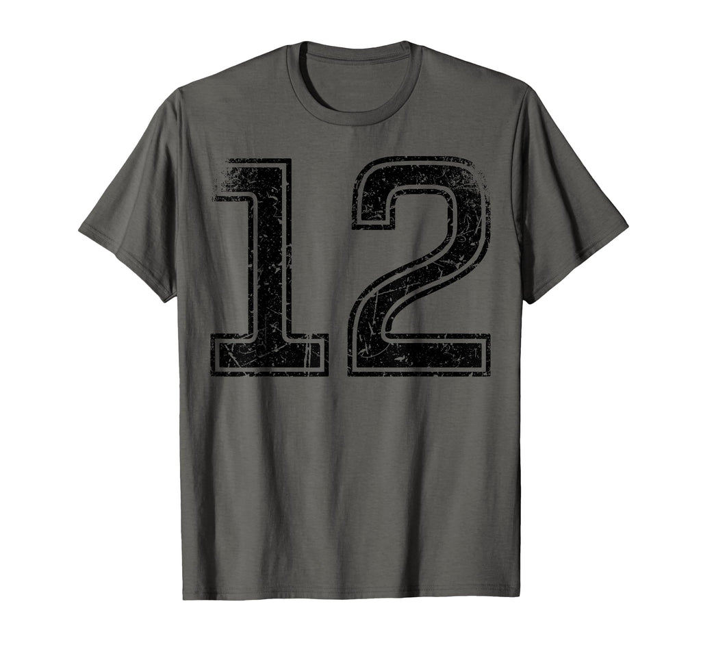 Black Sport Team Number 12 T-Shirt - Fun Novelty Design Men Women - T-Shirt, Sweatshirt, Hoodie