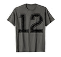 Black Sport Team Number 12 T-Shirt - Fun Novelty Design Men Women - T-Shirt, Sweatshirt, Hoodie