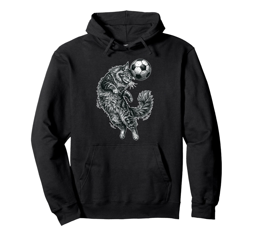 Soccer Cat Acrobat Feline Football Hero Hoodie - Novelty Apparel Men Women - T-Shirt, Sweatshirt, Hoodie