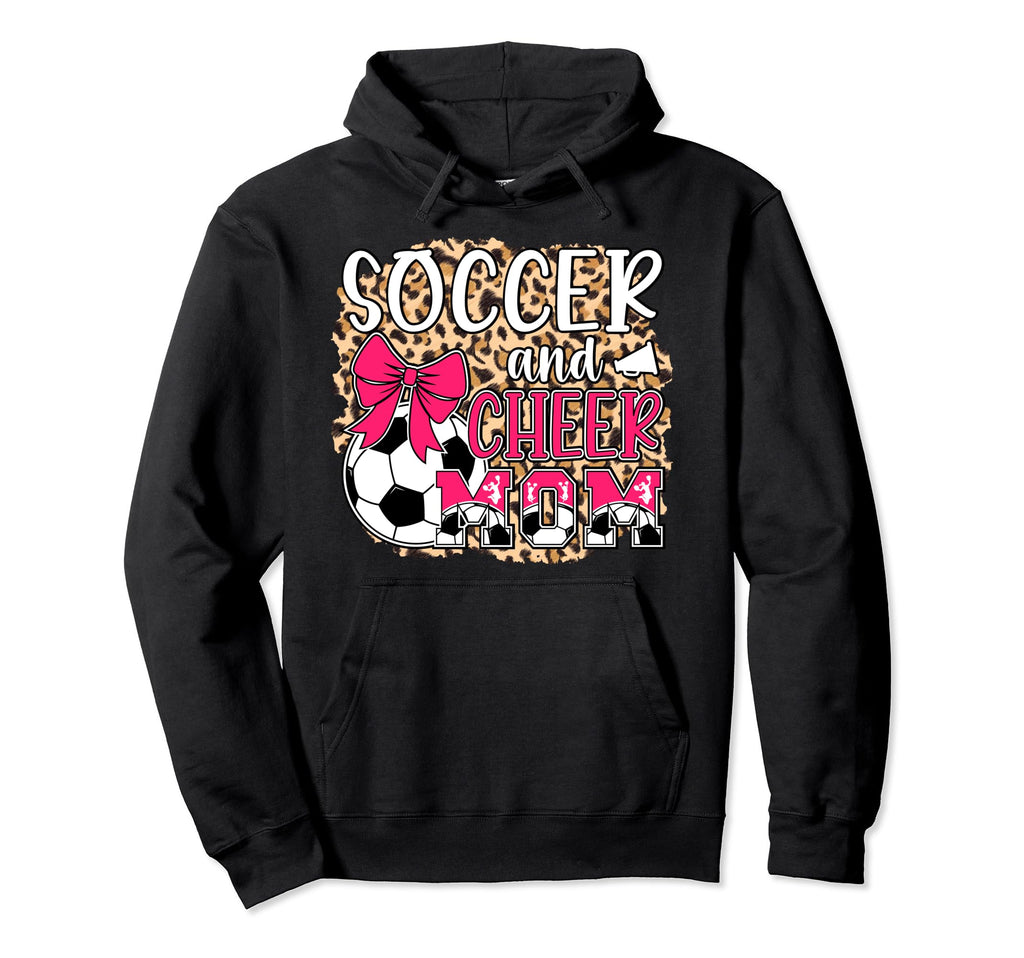 Soccer And Cheer Mom Leopard Cheerleader Hoodie - Trendy Graphic Unisex - T-Shirt, Sweatshirt, Hoodie