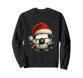 Soccer Santa Hat Lights Funny Holiday Sweatshirt - Minimalist Print Unisex - T-Shirt, Sweatshirt, Hoodie