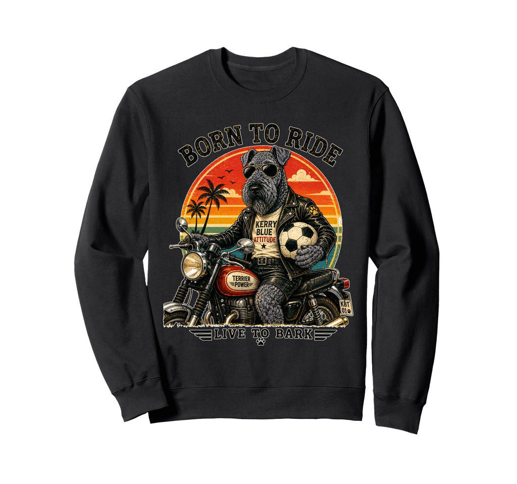 Kerry Blue Terrier Motorbike Love Sweatshirt - Aesthetic Graphic Unisex - T-Shirt, Sweatshirt, Hoodie
