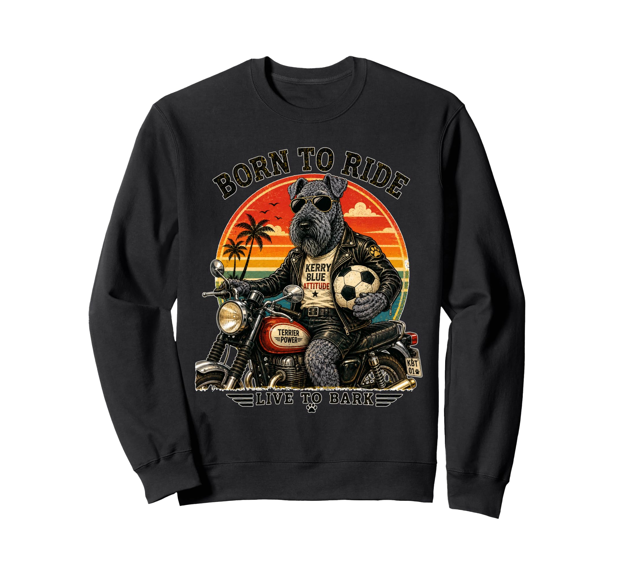 Kerry Blue Terrier Motorbike Love Sweatshirt - Aesthetic Graphic Unisex - T-Shirt, Sweatshirt, Hoodie