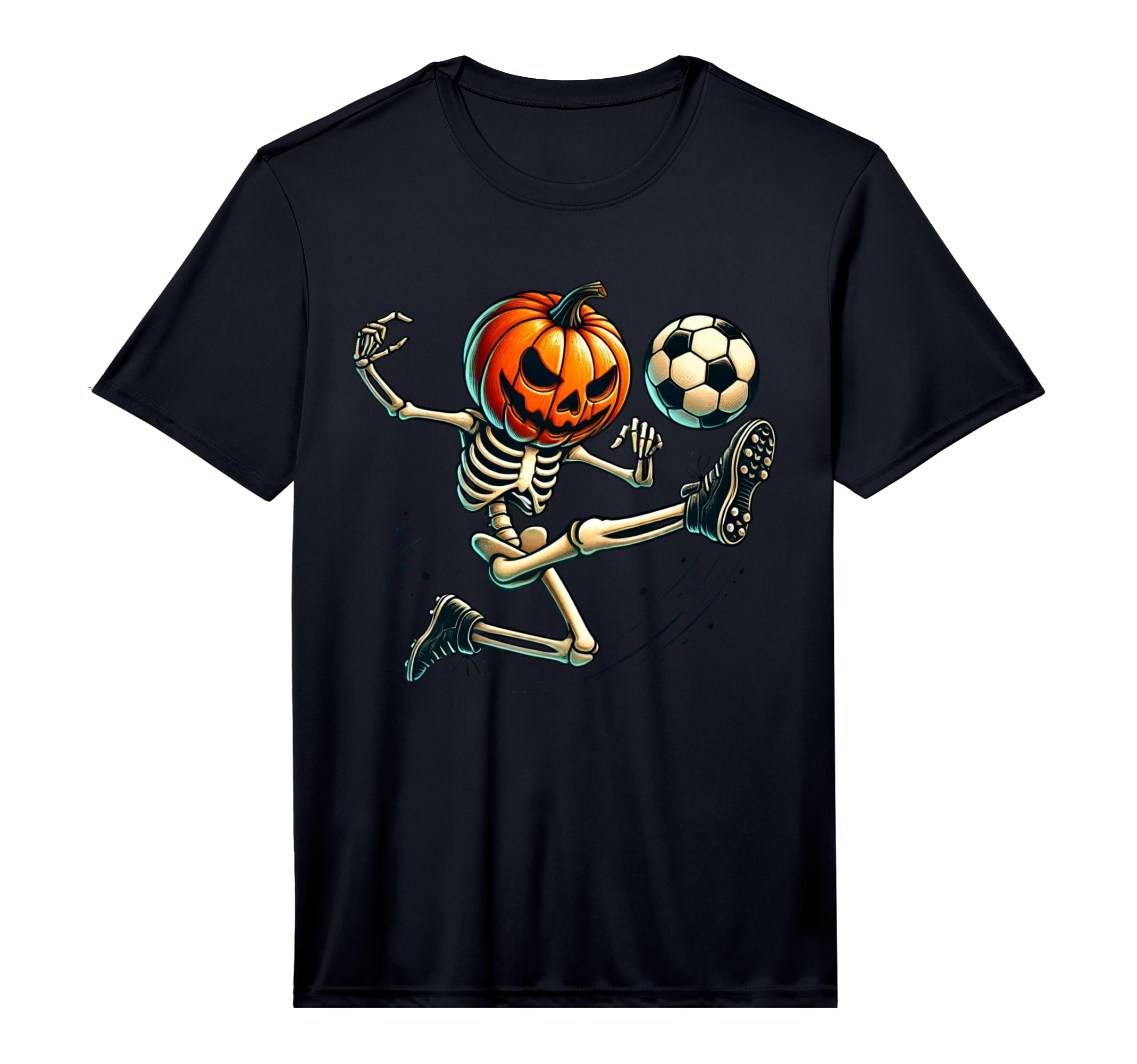 Skeleton Pumpkin Soccer Halloween T-Shirt - Graphic Print for Adults - T-Shirt, Sweatshirt, Hoodie