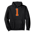 Orange White Number 1 Jersey Player Hoodie - Novelty Apparel Unisex - T-Shirt, Sweatshirt, Hoodie