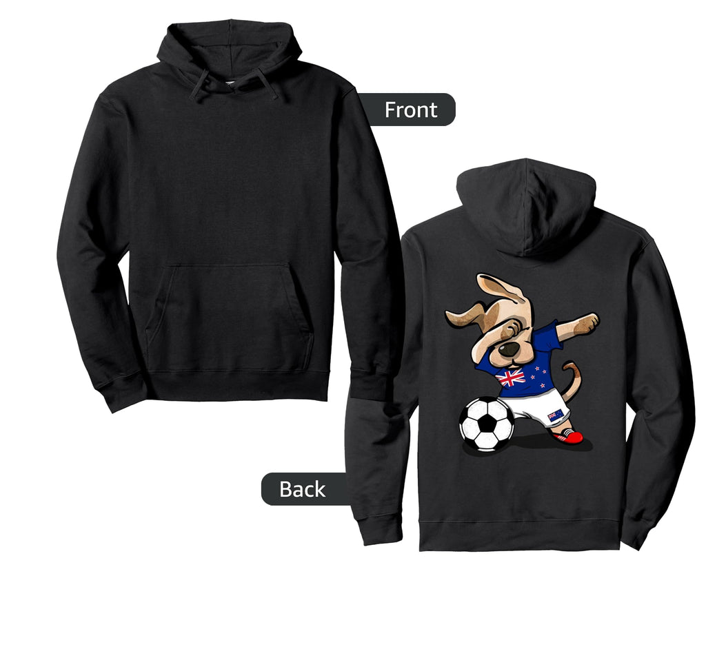 Dabbing Dog New Zealand Soccer Funny Hoodie - Aesthetic Graphic Unisex - T-Shirt, Sweatshirt, Hoodie