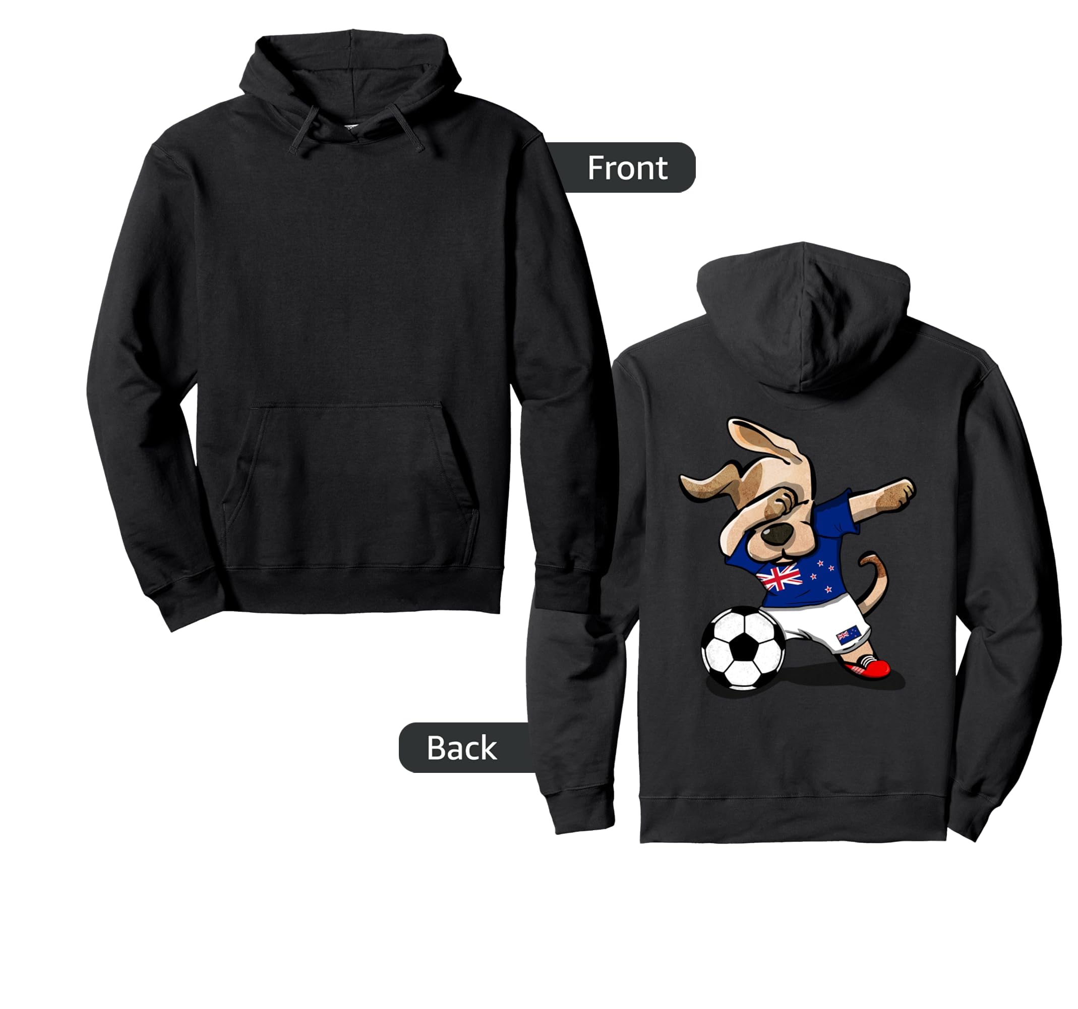 Dabbing Dog New Zealand Soccer Funny Hoodie - Aesthetic Graphic Unisex - T-Shirt, Sweatshirt, Hoodie