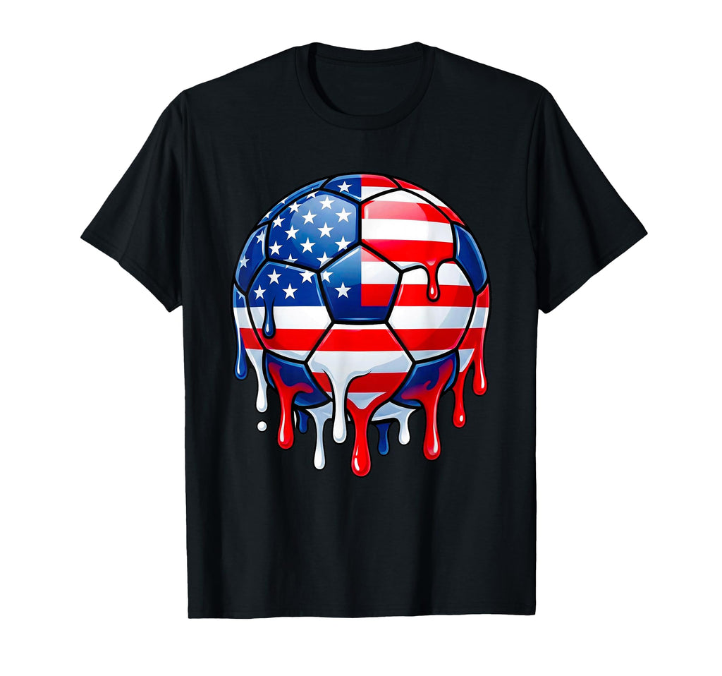 Patriotic Soccer Ball July Fourth Drip T-Shirt - Custom Art Print Unisex - T-Shirt, Sweatshirt, Hoodie