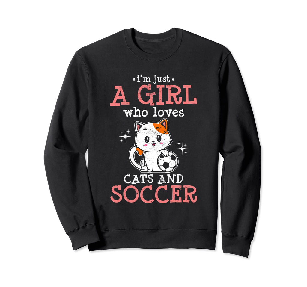 Just Who Loves Cats And Soccer Fan Sweatshirt - Trendy Graphic for Adults - T-Shirt, Sweatshirt, Hoodie