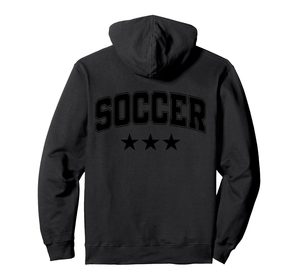Soccer All Black Stars Text Hoodie - Graphic Print Unisex - T-Shirt, Sweatshirt, Hoodie