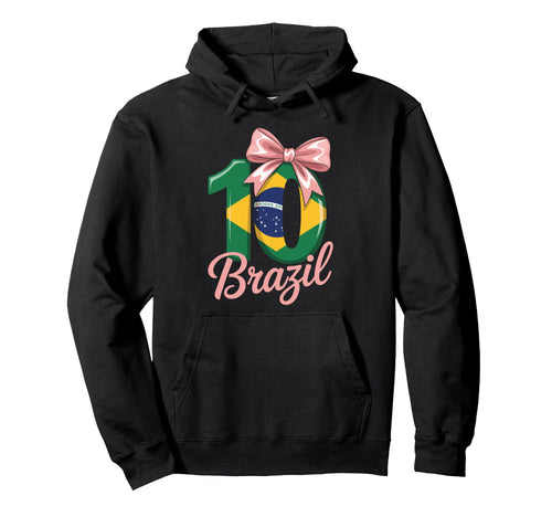 10 Brazil Birthday Number 10 Soccer Jersey Hoodie - Custom Art Print Unisex - T-Shirt, Sweatshirt, Hoodie