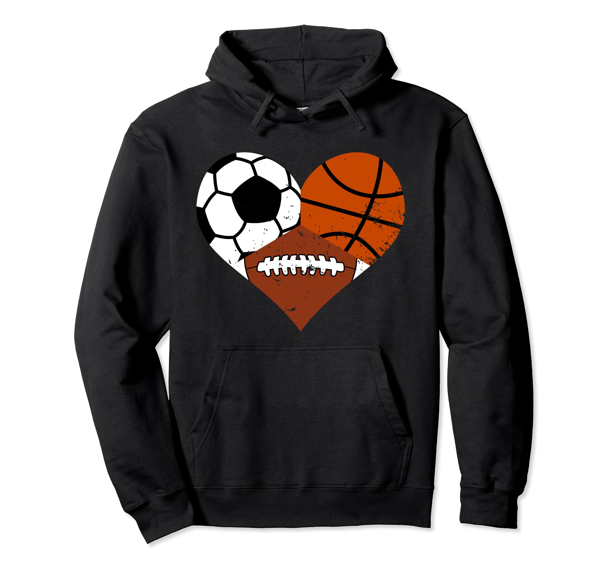 Basketball Football Soccer Heart Funny Hoodie - Minimalist Print Unisex - T-Shirt, Sweatshirt, Hoodie