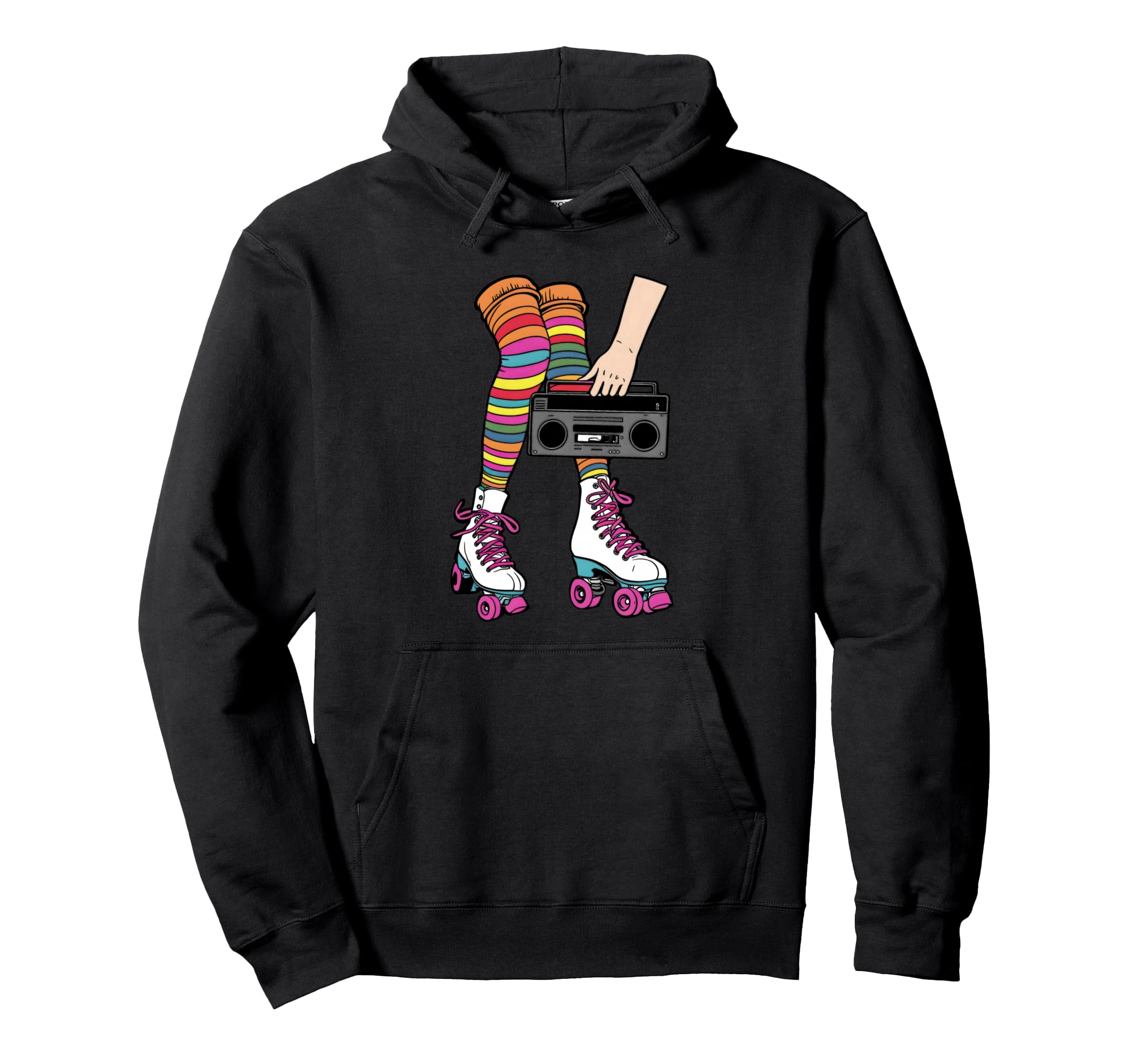 Roller Skates Boombox 80S 90S Throwback Hoodie - Custom Art Print Unisex - T-Shirt, Sweatshirt, Hoodie
