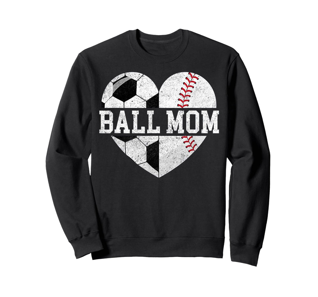 Mom Both Heart Soccer Baseball Sports Sweatshirt - Graphic Print Men Women - T-Shirt, Sweatshirt, Hoodie