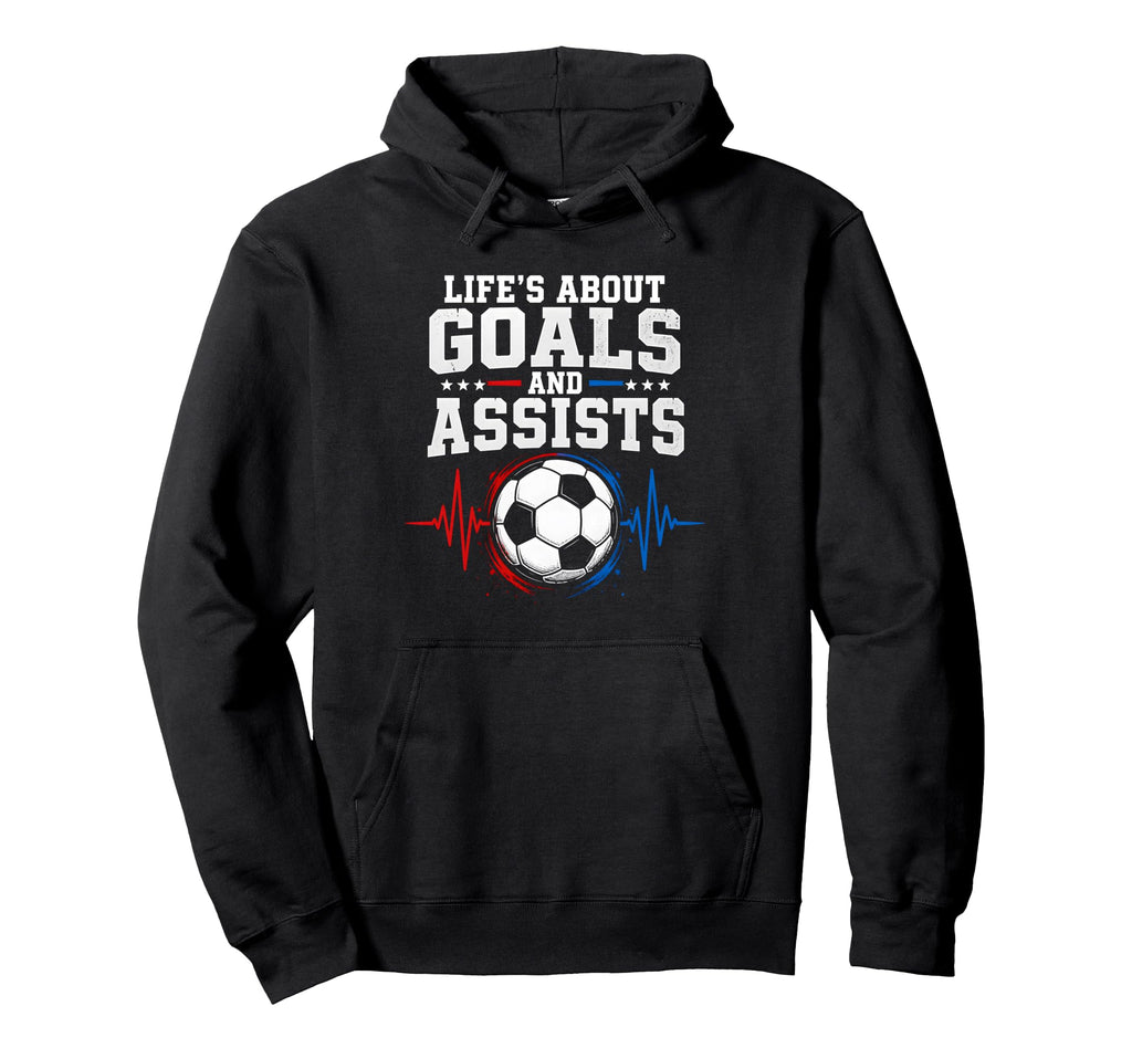 Life Goals Assists Soccer Heartbeat Fan Hoodie - Graphic Print Men Women - T-Shirt, Sweatshirt, Hoodie