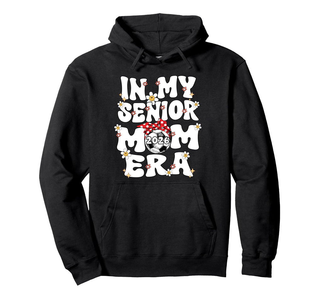 My Senior Mom Era Groovy Soccer Hoodie - Minimalist Print for Adults - T-Shirt, Sweatshirt, Hoodie