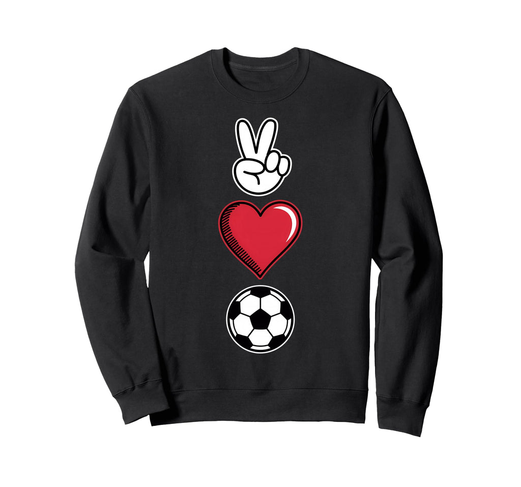 Peace Love Soccer Simple Player Coach Sweatshirt - Unique Graphic Unisex - T-Shirt, Sweatshirt, Hoodie