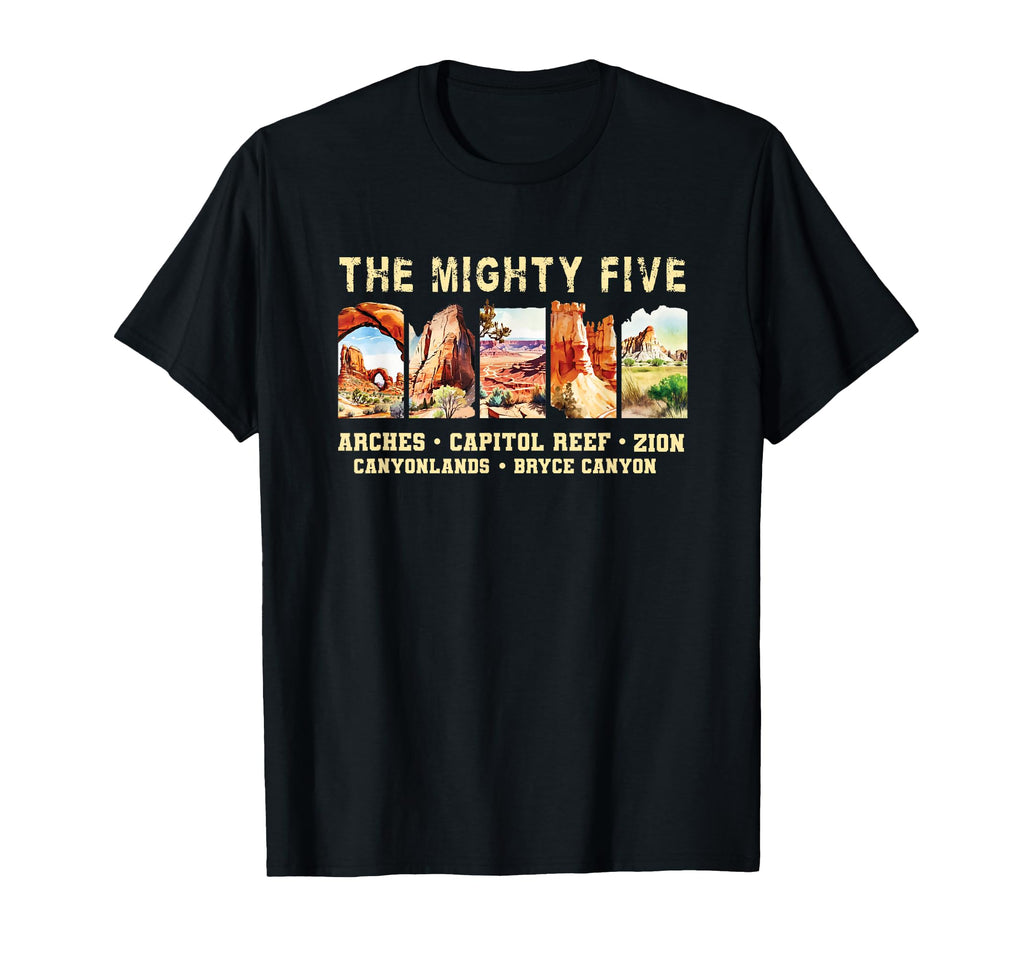 Moab Souvenir Big 5 Utah Mighty Five T-Shirt - Custom Art Print Men Women - T-Shirt, Sweatshirt, Hoodie