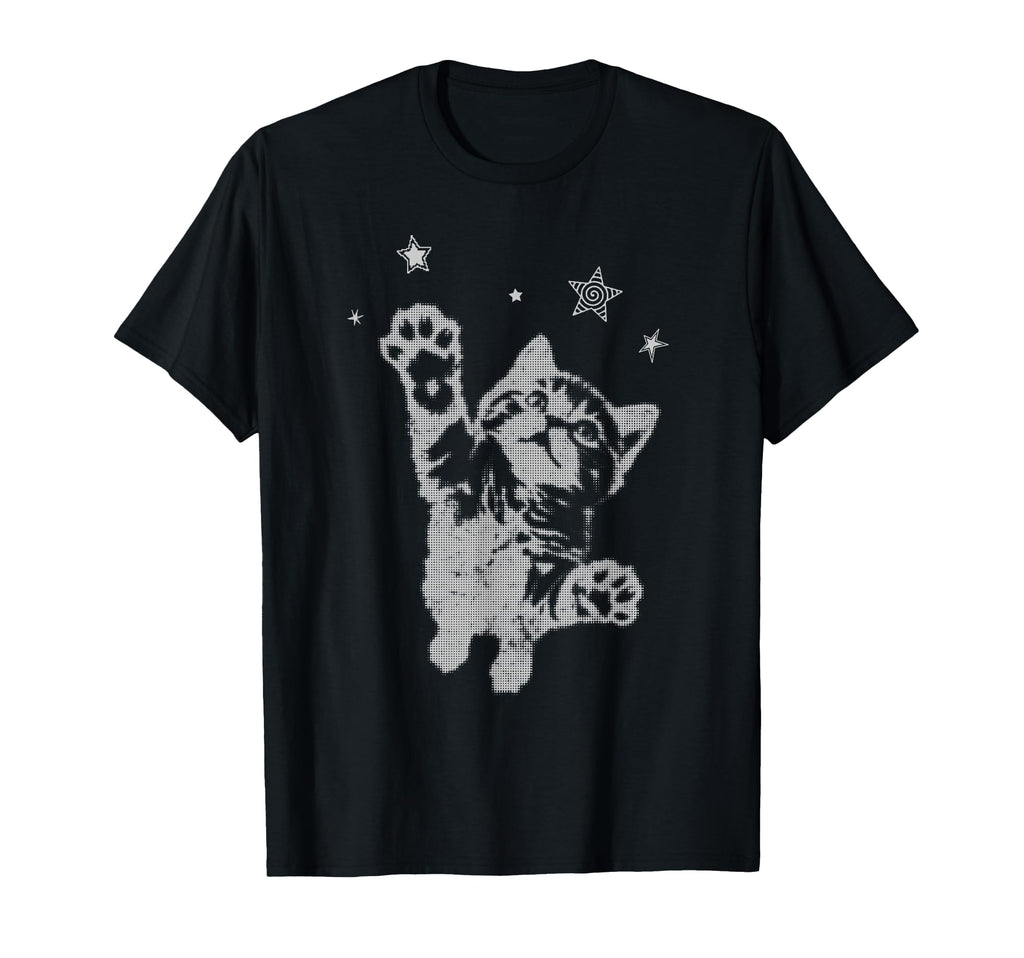 Y2K Cat Jumping Stars Silly 90S 2000S T-Shirt - Novelty Apparel Unisex - T-Shirt, Sweatshirt, Hoodie