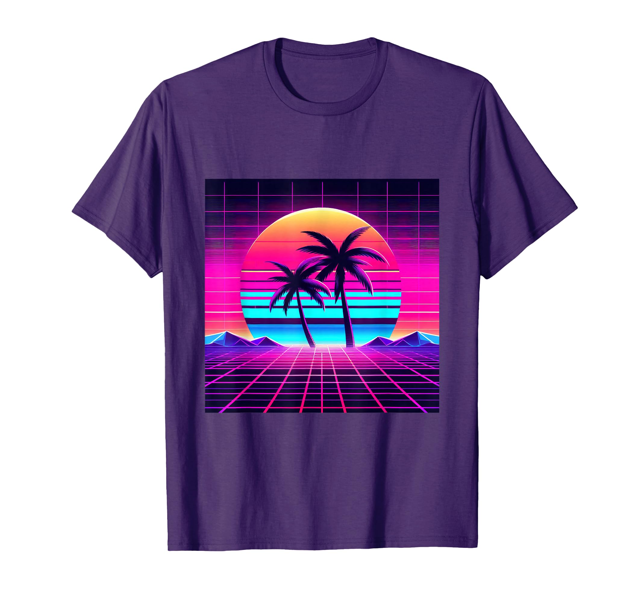 Synthwave Vaporwave Tropical Palm T-Shirt - Minimalist Print for Adults - T-Shirt, Sweatshirt, Hoodie