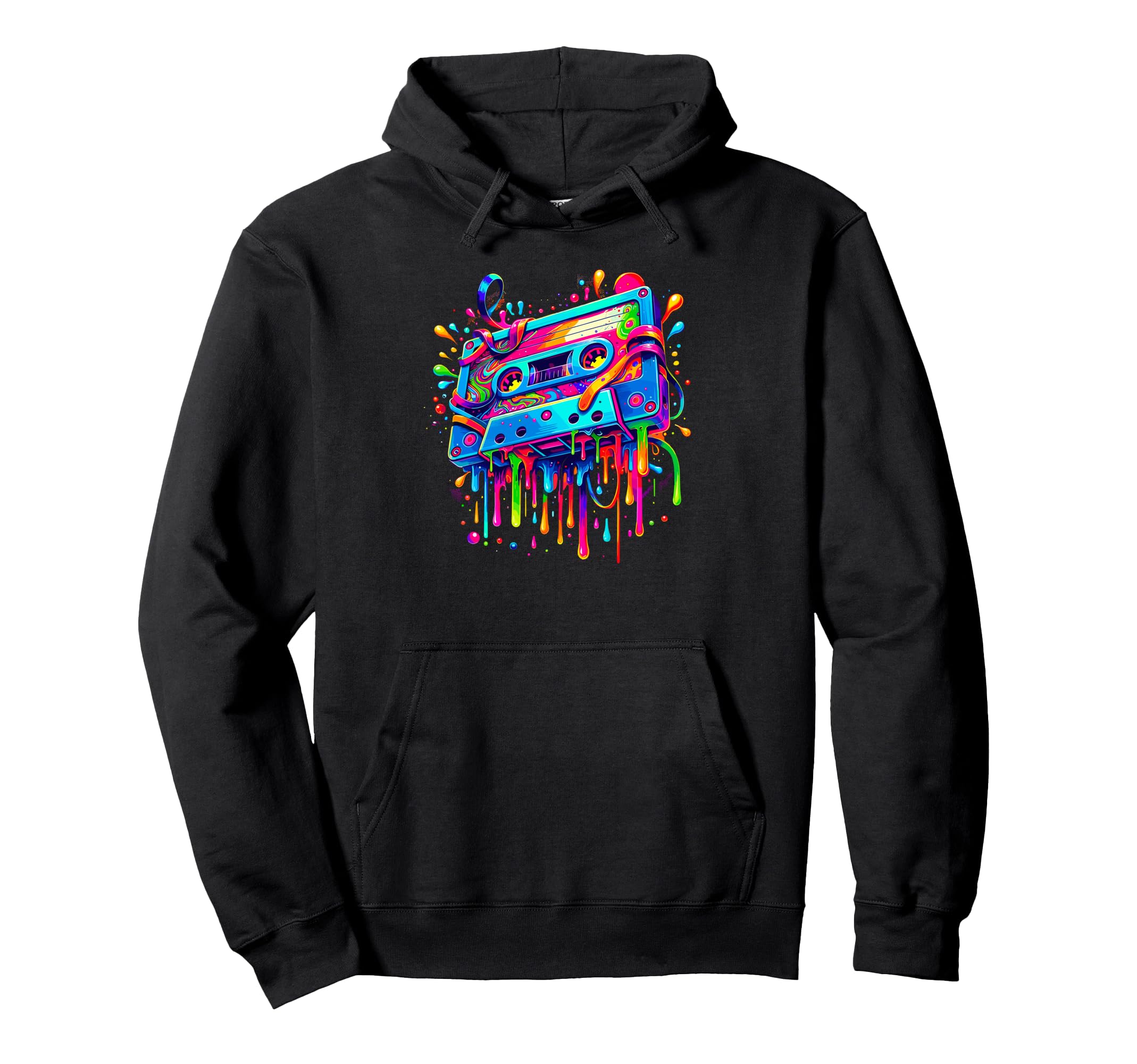 Splash Art Cassette Player Music Tape Hoodie - Unique Graphic Men Women - T-Shirt, Sweatshirt, Hoodie
