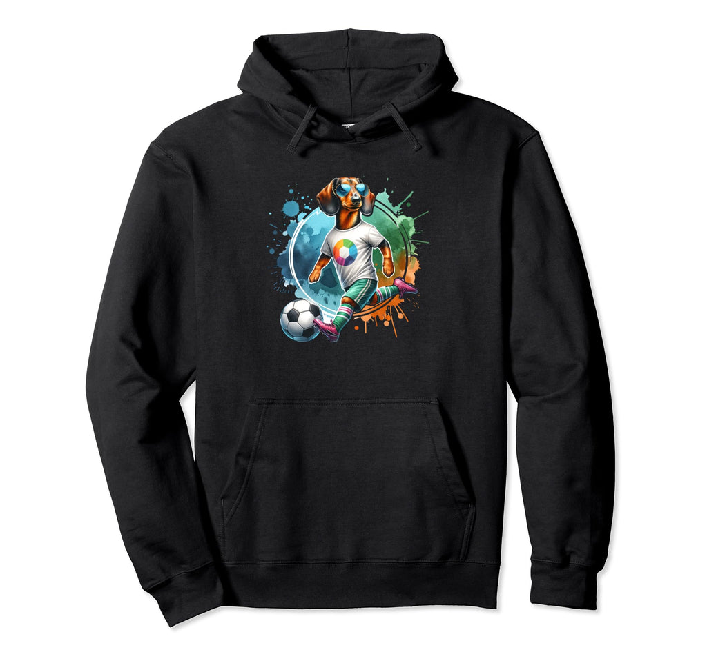 Dachshund Soccer Player Wiener Dog Fan Hoodie - Casual Everyday Wear Unisex - T-Shirt, Sweatshirt, Hoodie