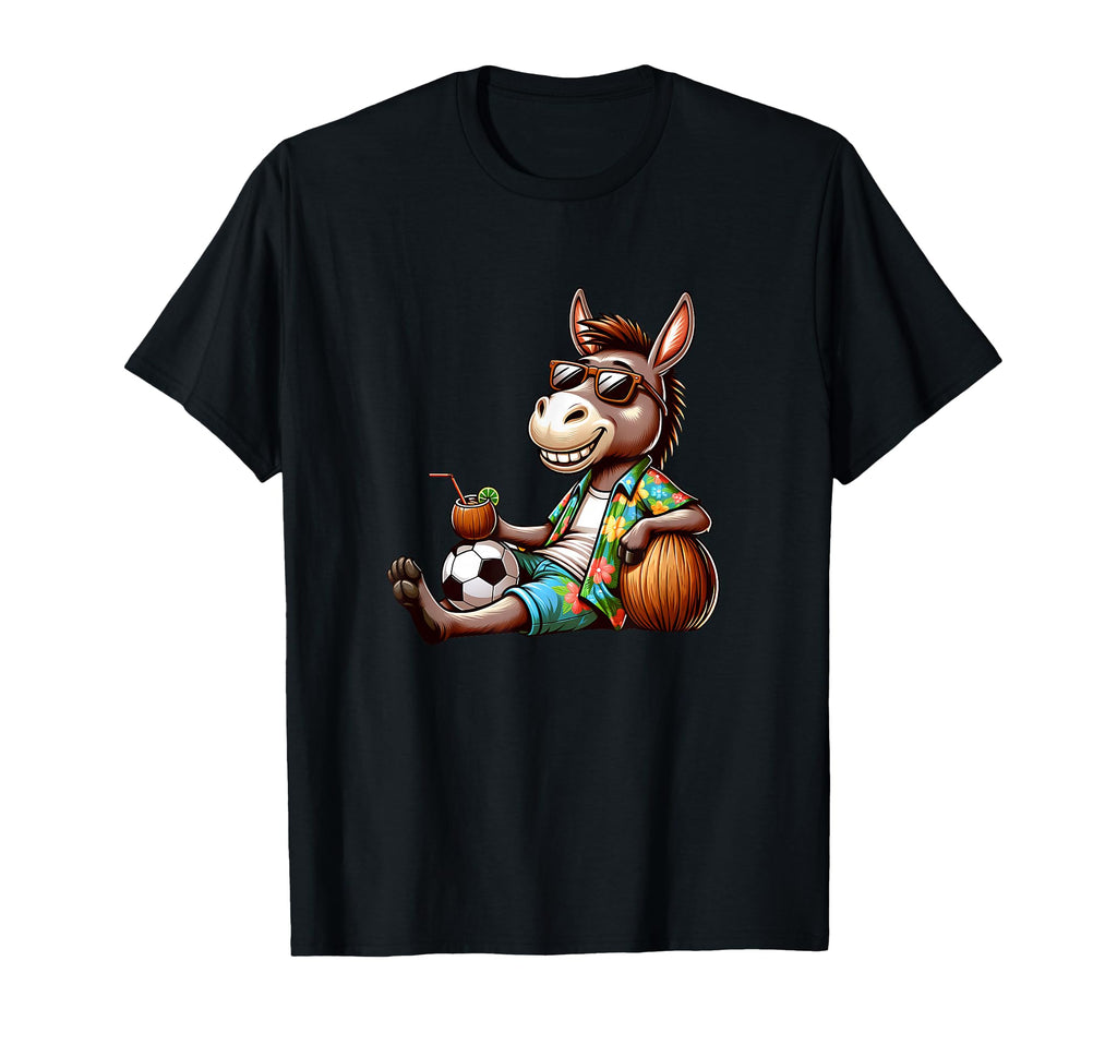 Summer Beach Donkey Coconut And Soccer T-Shirt - Trendy Graphic for Adults - T-Shirt, Sweatshirt, Hoodie