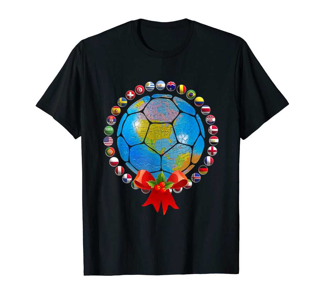 Holiday Wreath Earth Football Nation T-Shirt - Minimalist Print Unisex - T-Shirt, Sweatshirt, Hoodie