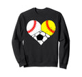 Baseball Softball Soccer Heart Sweatshirt - Fun Novelty Design Men Women - T-Shirt, Sweatshirt, Hoodie