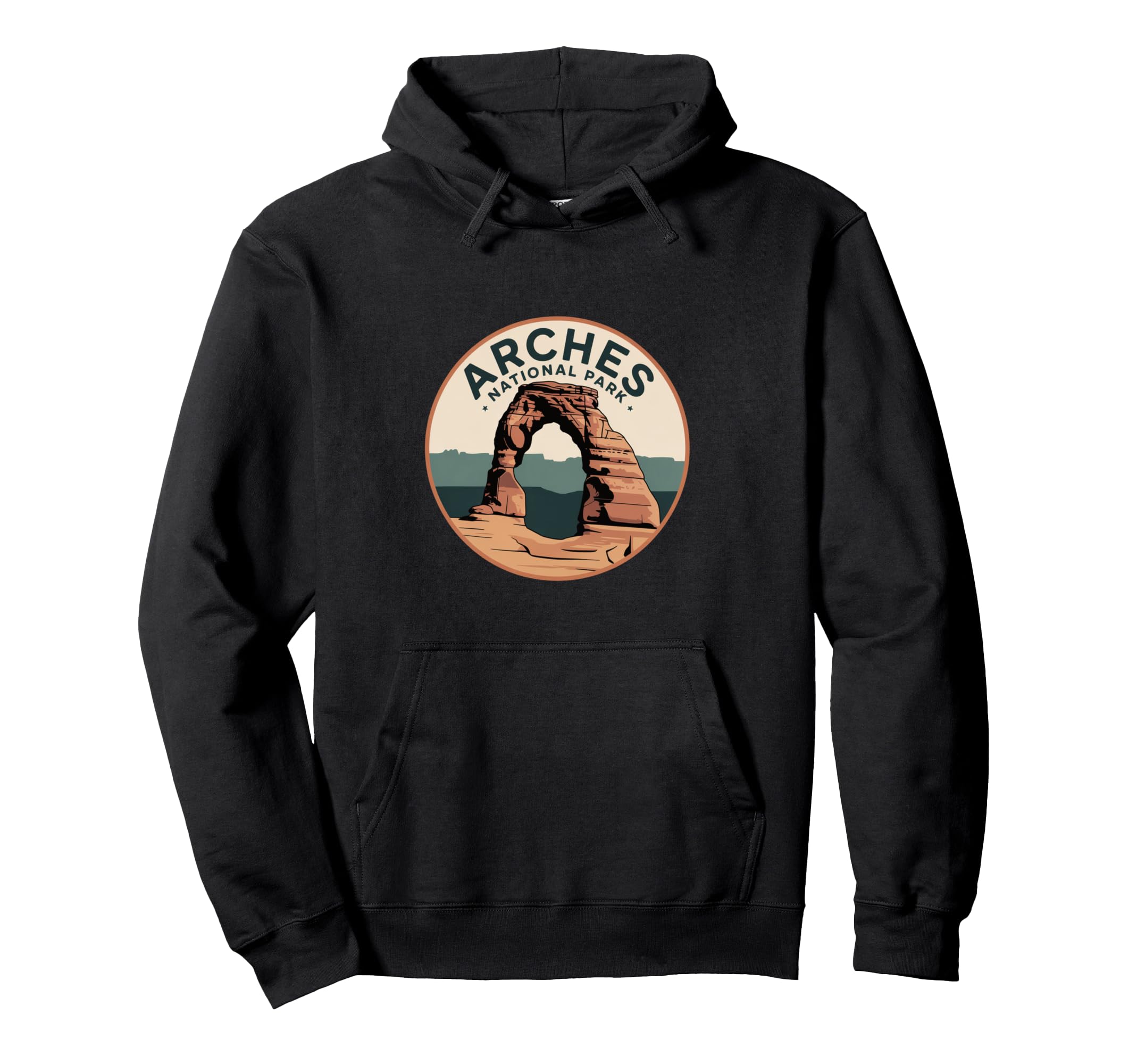 Arches National Park Circle Badge Art Hoodie - Graphic Print for Adults - T-Shirt, Sweatshirt, Hoodie