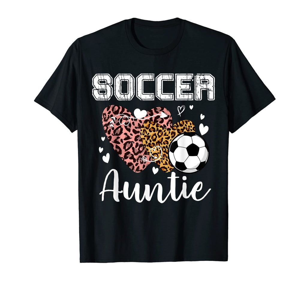 Soccer Auntie Heart Leopard Grandma T-Shirt - Graphic Print Men Women - T-Shirt, Sweatshirt, Hoodie