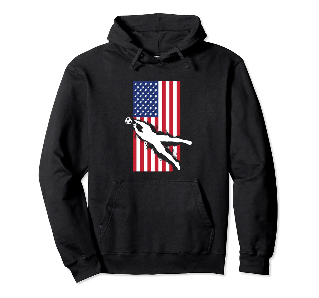 Soccer Goalie American Flag Hoodie - Trendy Graphic for Adults - T-Shirt, Sweatshirt, Hoodie
