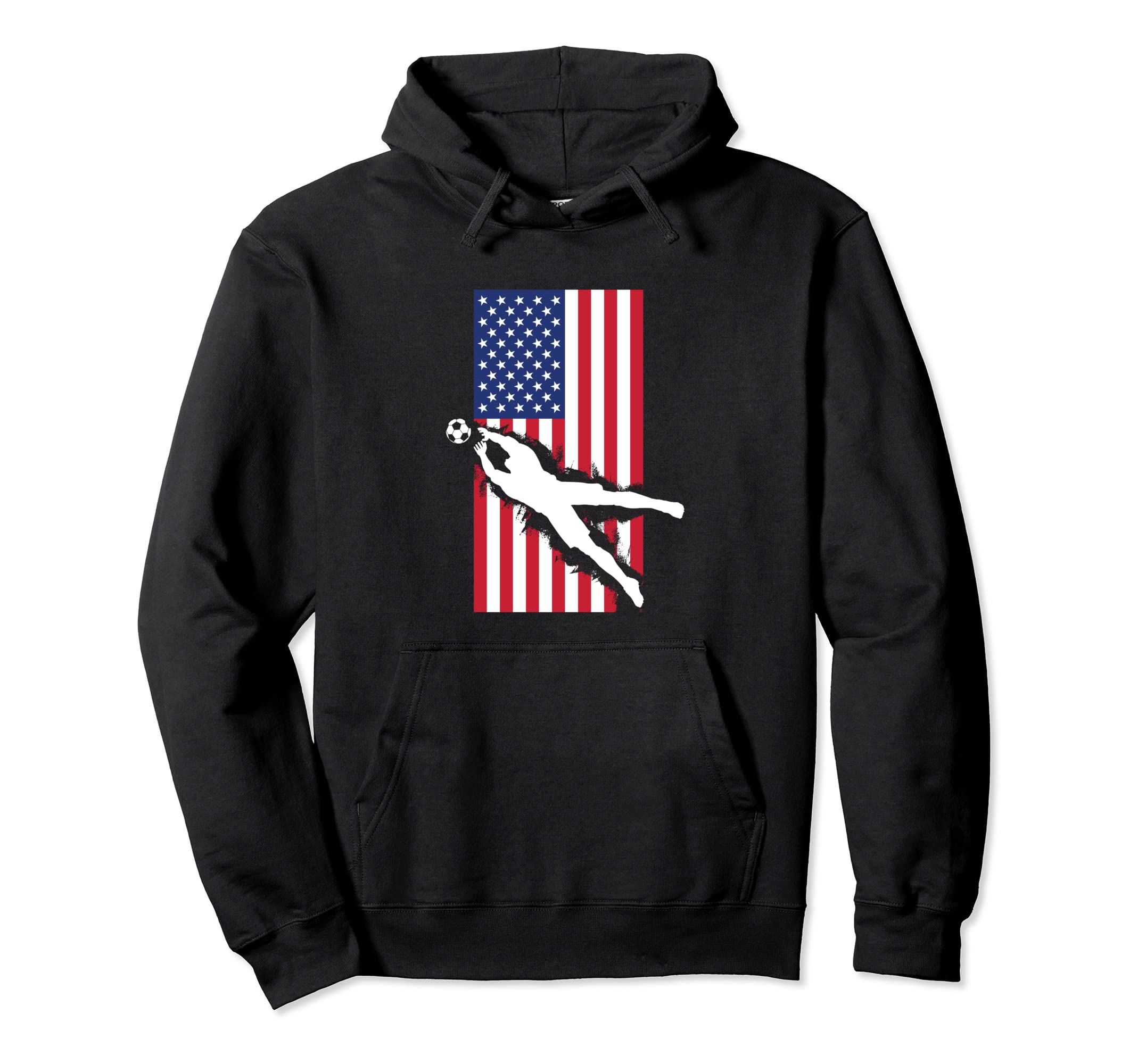 Soccer Goalie American Flag Hoodie - Trendy Graphic for Adults - T-Shirt, Sweatshirt, Hoodie