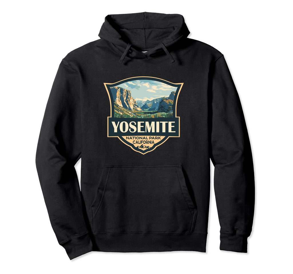 Yosemite National Park Illustration Badge Hoodie - Graphic Print Unisex - T-Shirt, Sweatshirt, Hoodie