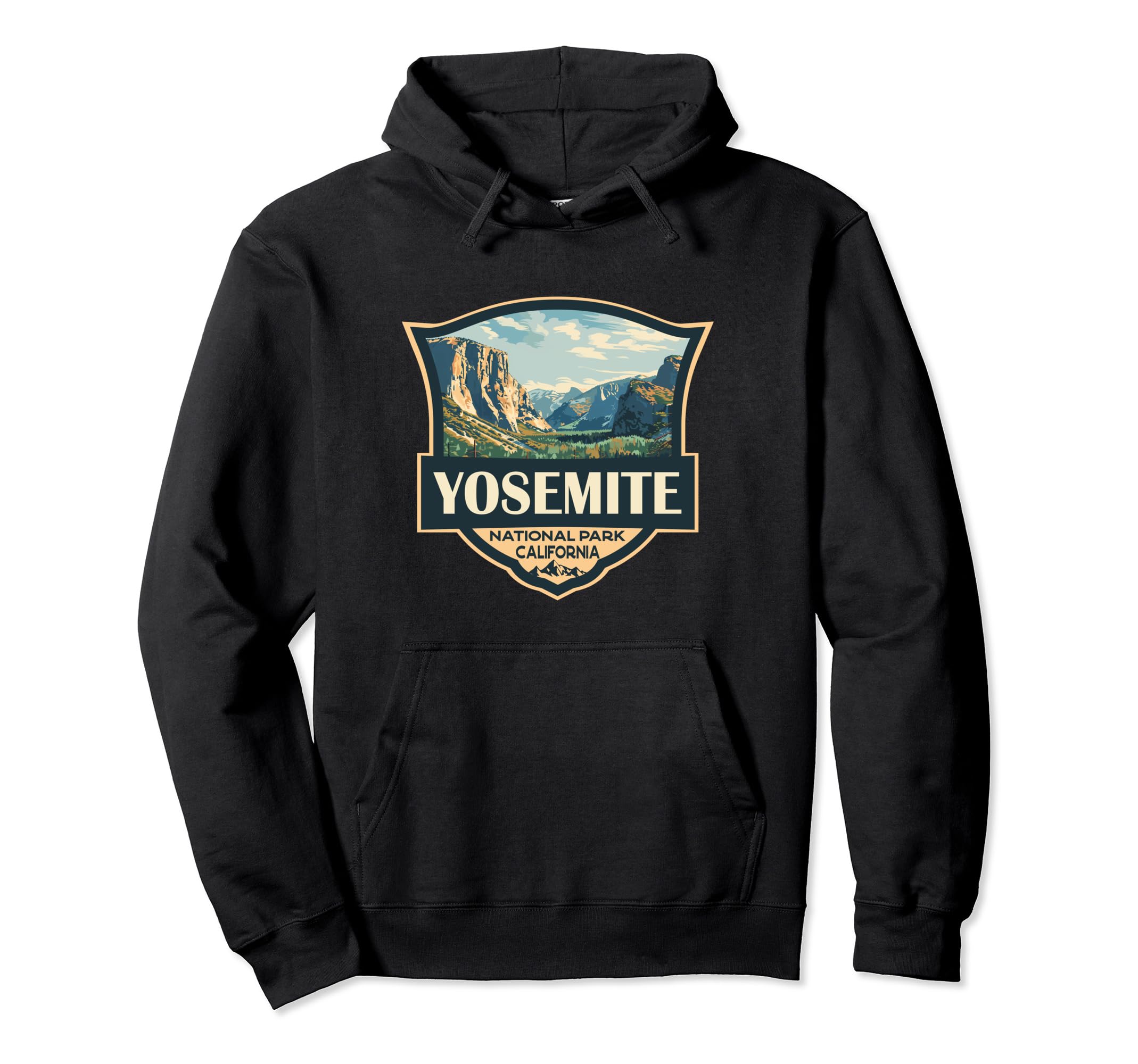 Yosemite National Park Illustration Badge Hoodie - Graphic Print Unisex - T-Shirt, Sweatshirt, Hoodie