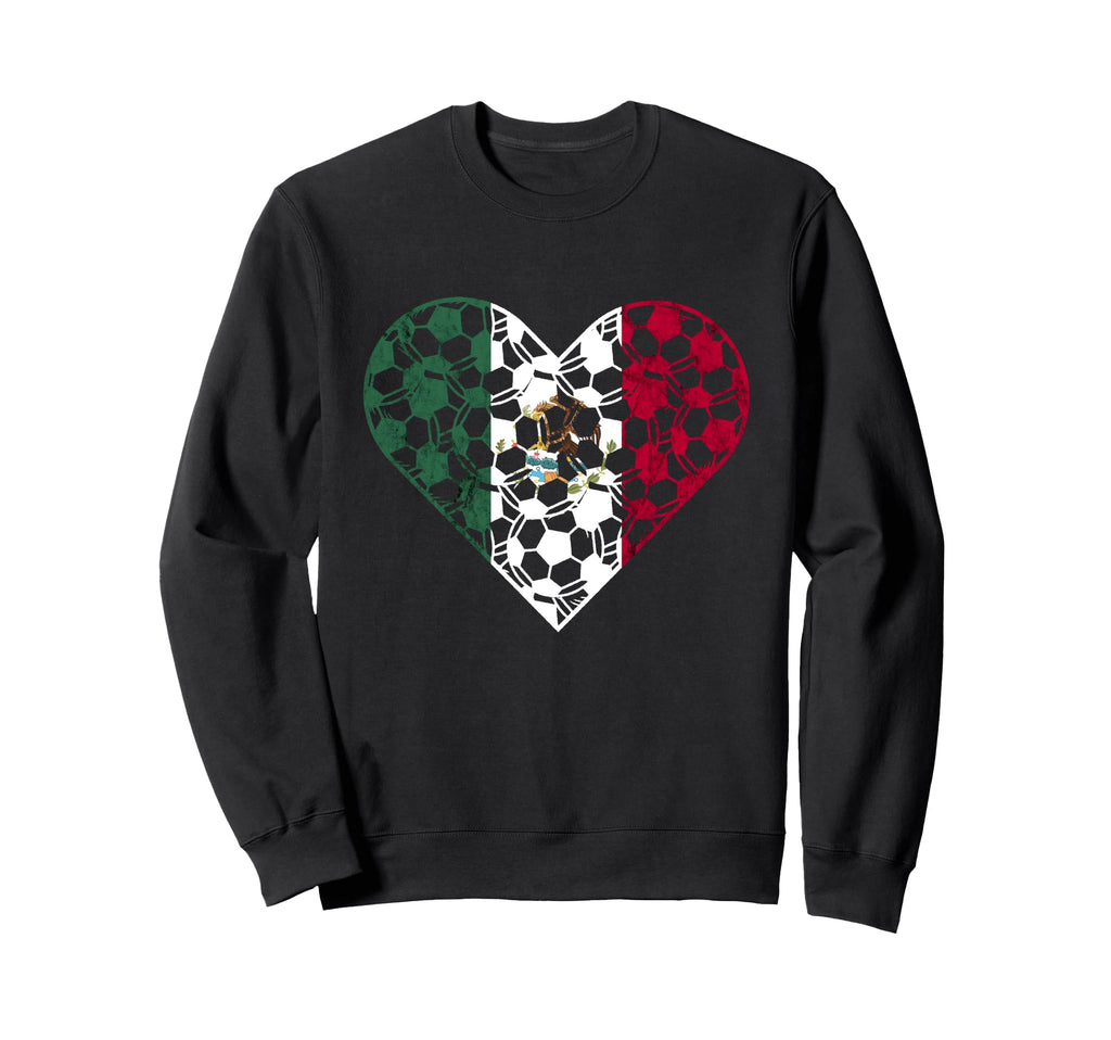 Mexican Flag Heart Mexican Soccer Sweatshirt - Novelty Apparel for Adults - T-Shirt, Sweatshirt, Hoodie