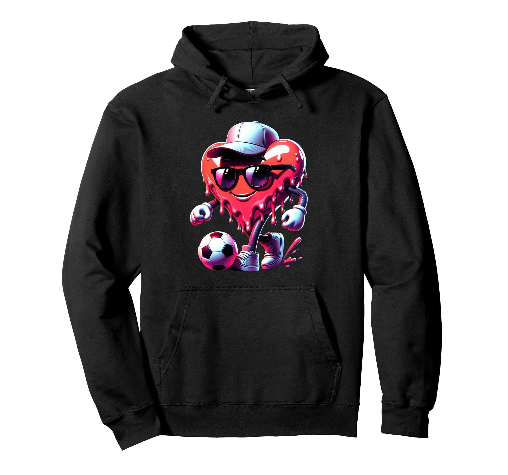 Valentine Soccer Heart Drip Sport Love Hoodie - Unique Graphic Men Women - T-Shirt, Sweatshirt, Hoodie