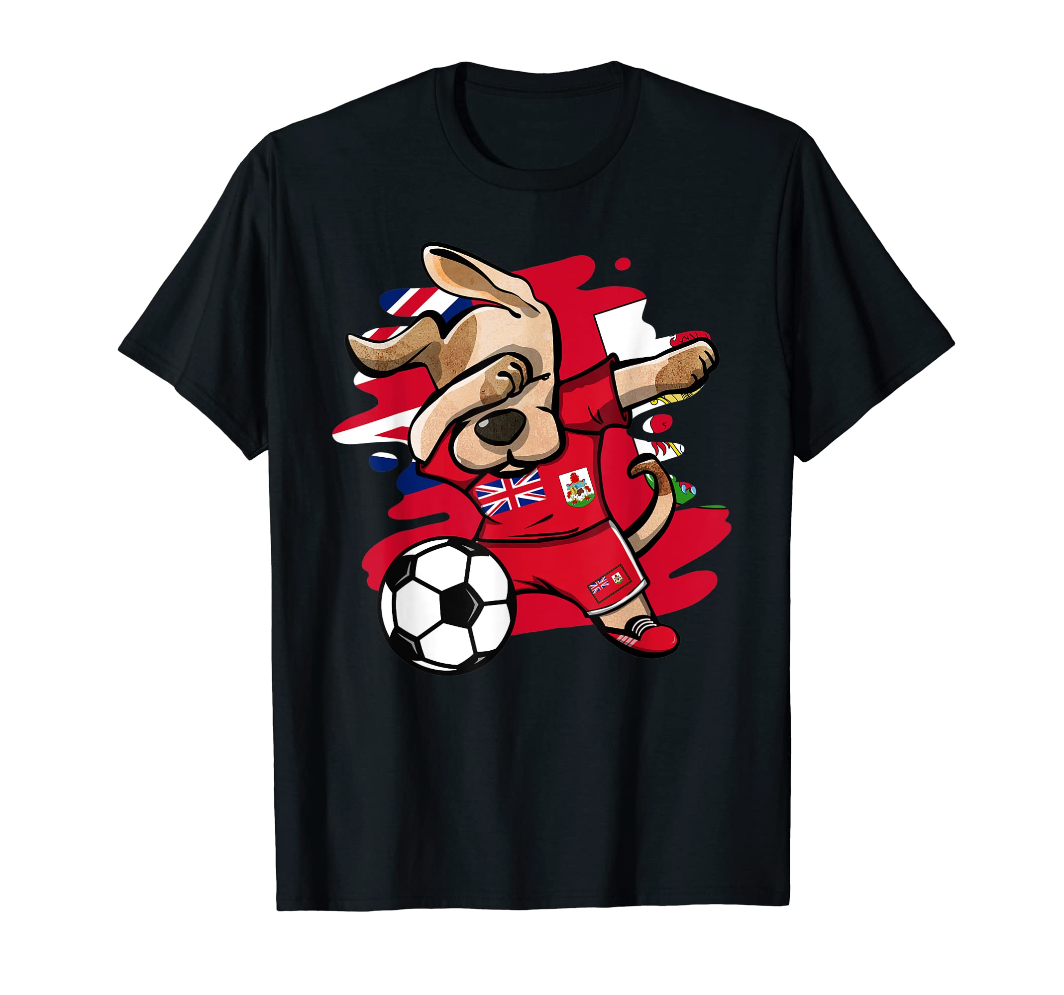 Dabbing Dog Bermuda Soccer Fans T-Shirt - Fun Novelty Design Men Women - T-Shirt, Sweatshirt, Hoodie
