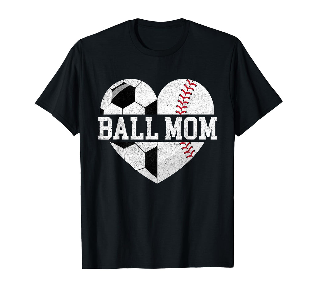 Ball Mom Heart Funny Baseball T-Shirt - Casual Everyday Wear Men Women - T-Shirt, Sweatshirt, Hoodie